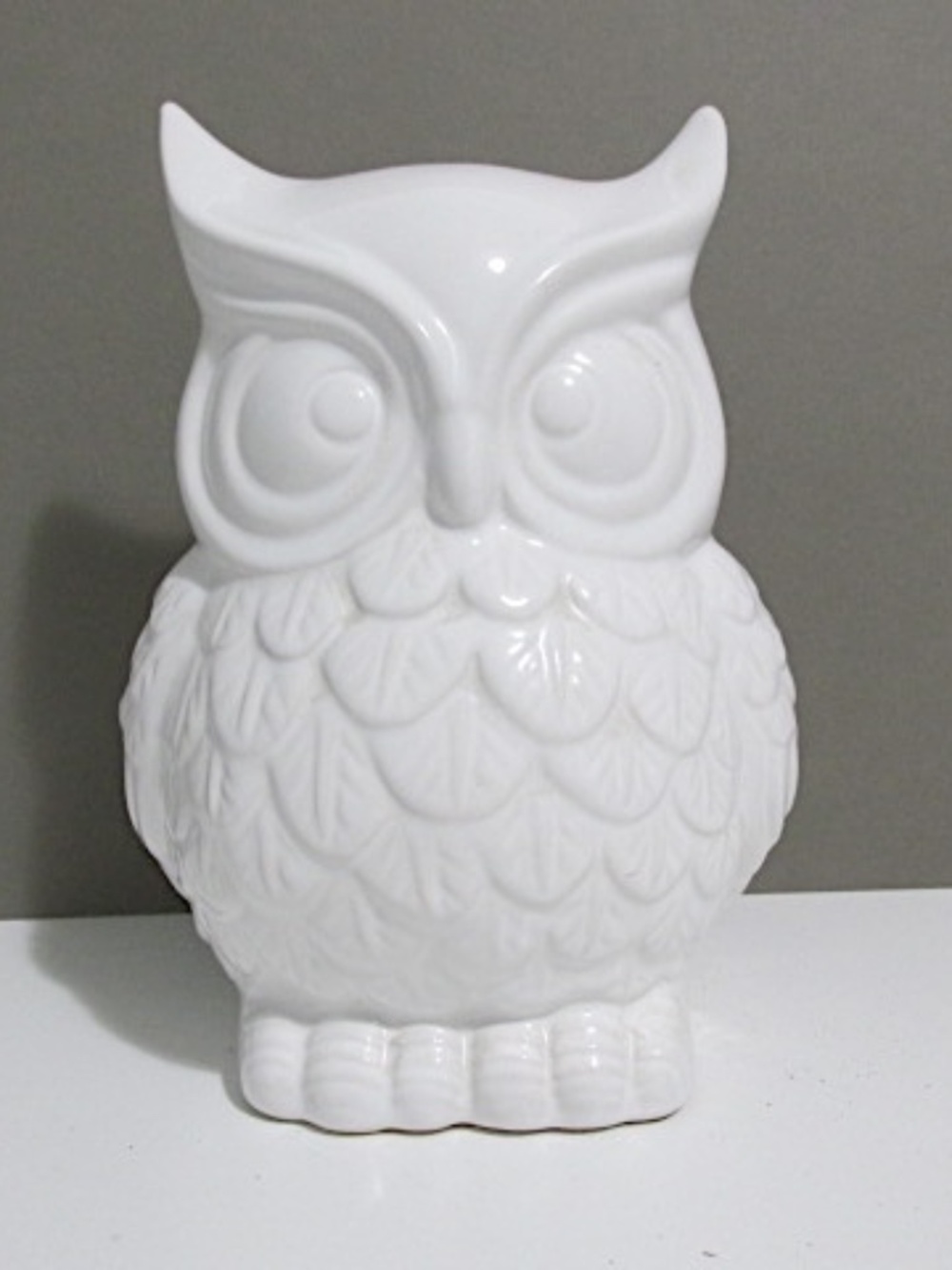 Large White Ceramic Owl Piggy Bank - Picture 2 of 7